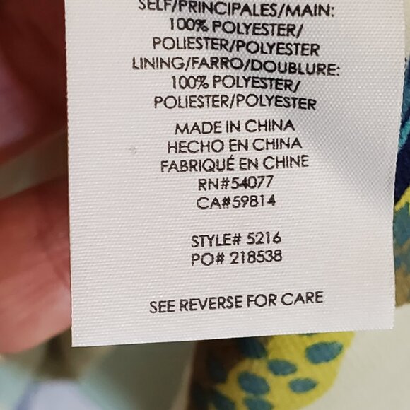 CAbi  size Large Tropical Print Parlor Sleeveless Split Back Blouse #5216 - Picture 8 of 8